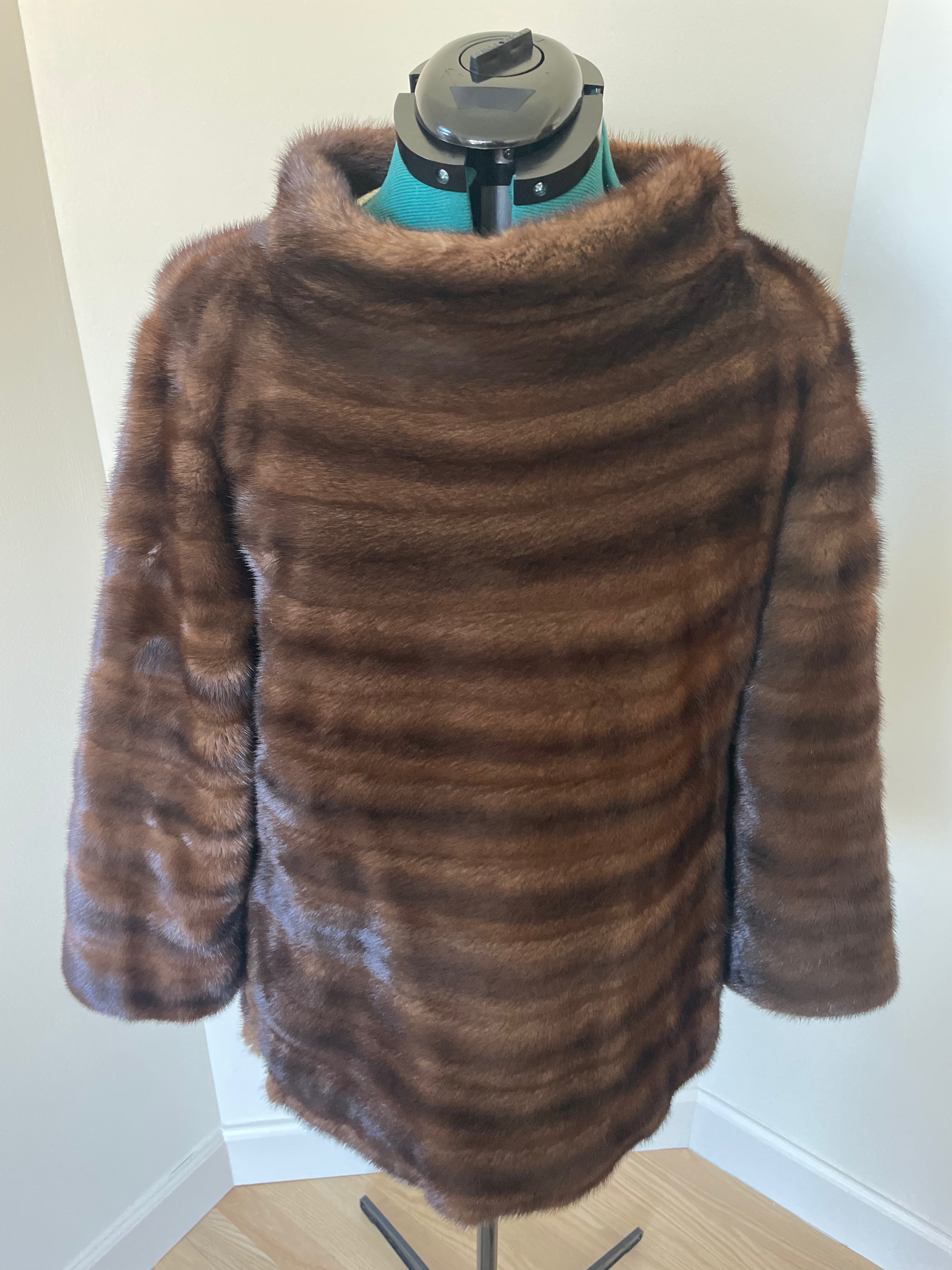 Vintage Mink Pullover Jacket – Anne Dee Goldin New York Size Med/Lrg Funnel Neck