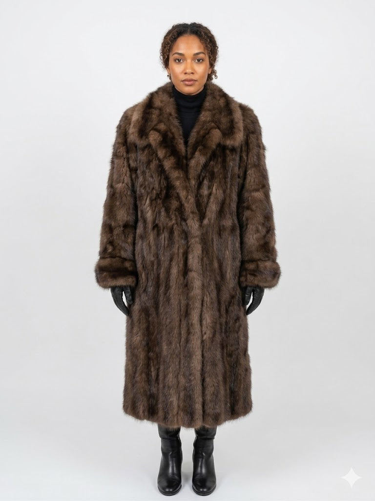 Vintage Sable Fur Coat 42” 3/4 Length Stroller Brown Sable Goldin Feldman Soft Luxury Fur M/L