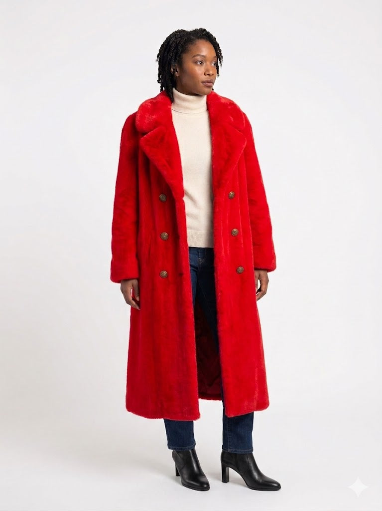 Bob Mackie for York Furs Red Sheared Mink Full Length Coat | Vintage Designer Fur Size Large