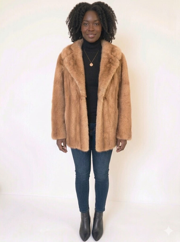 Vintage Honey Blonde Mink Fur Jacket – Lazarus of Virginia | Elegant Shawl Col Size Medium