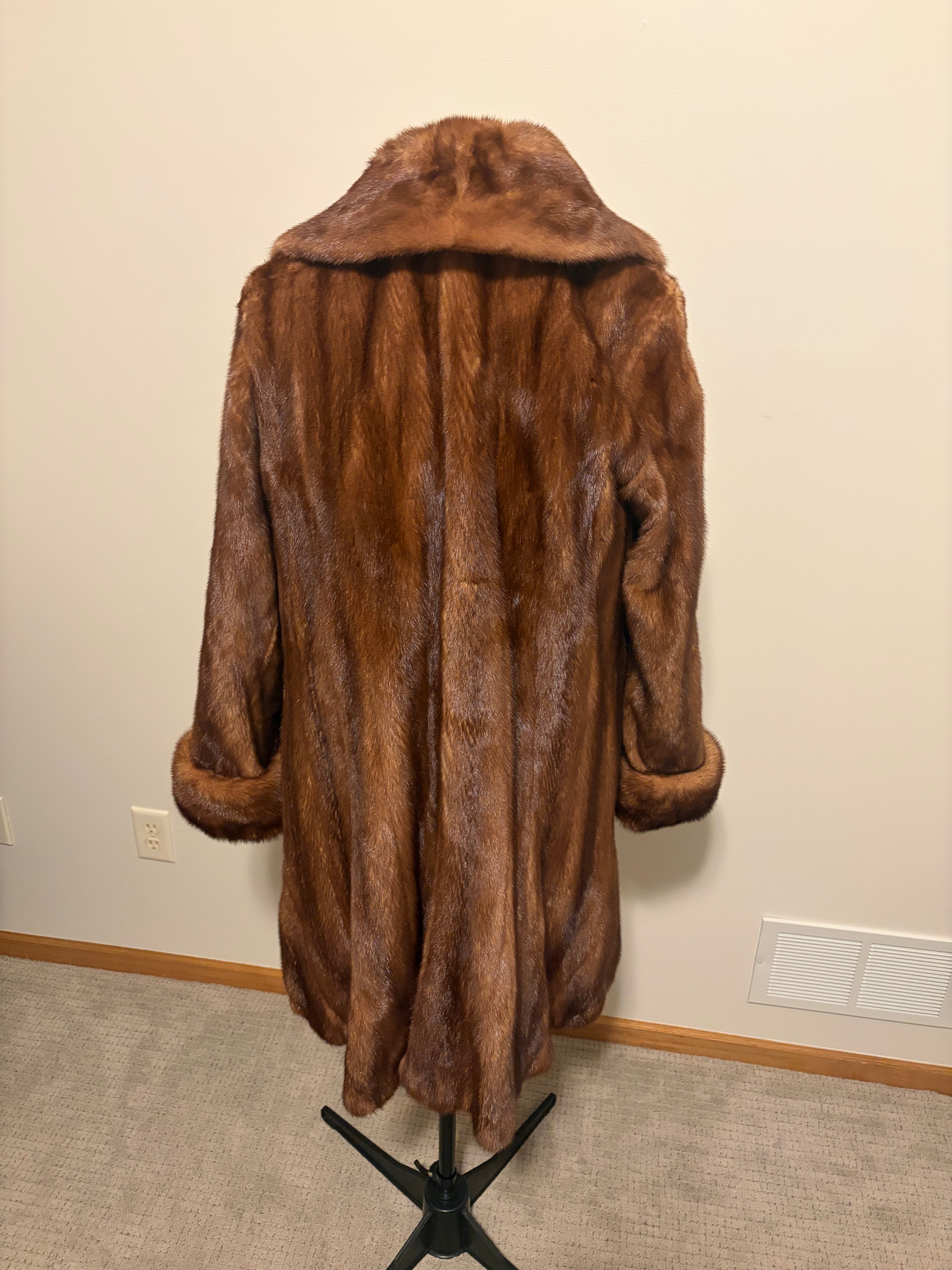 Vintage Autumn Haze Mink Fur Coat | Full Sweep Shawl Collar | Women’s Large