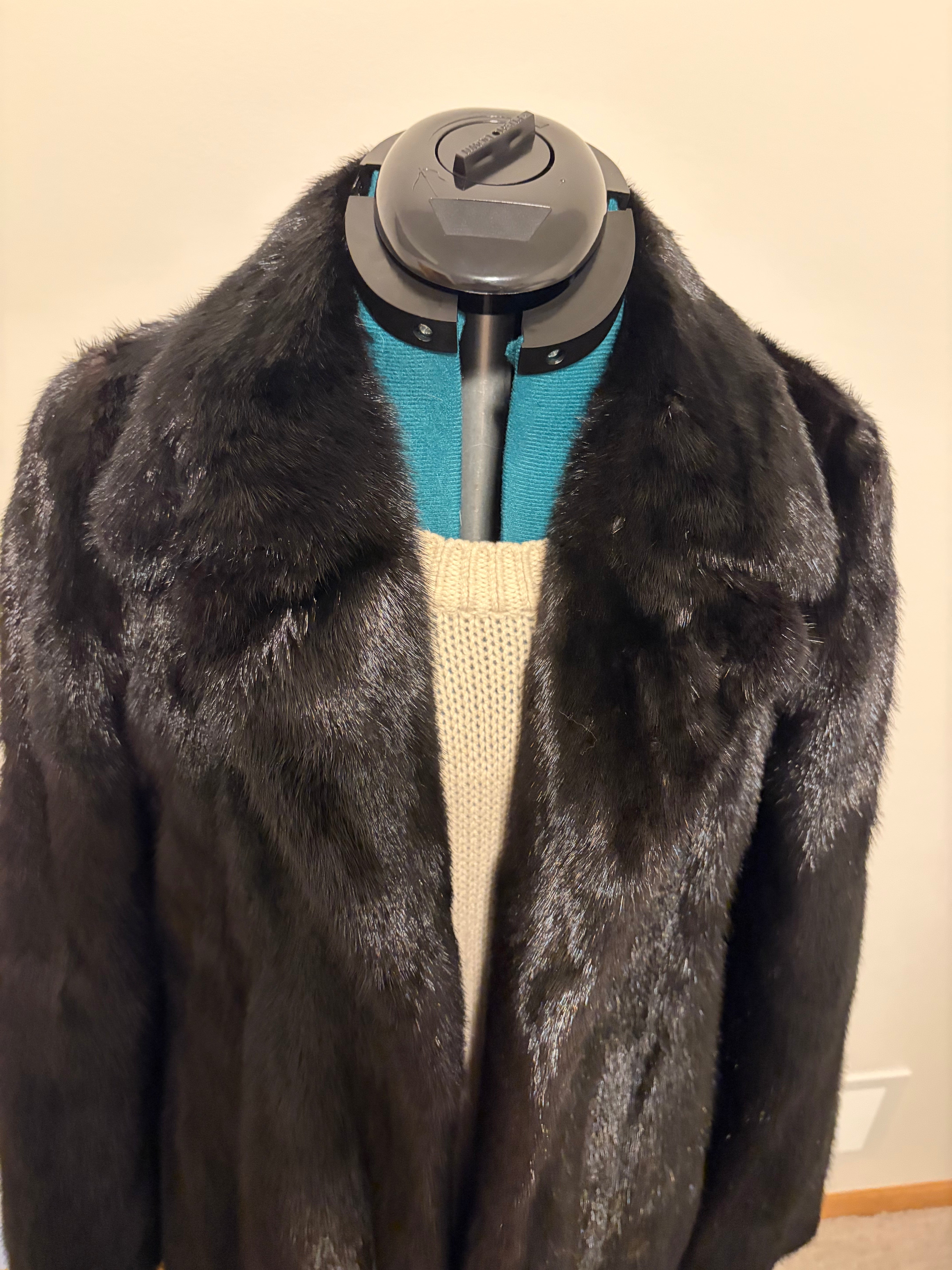 Vintage Black Ranch Mink Fur Coat | Full Length | Women’s Small Extra Long