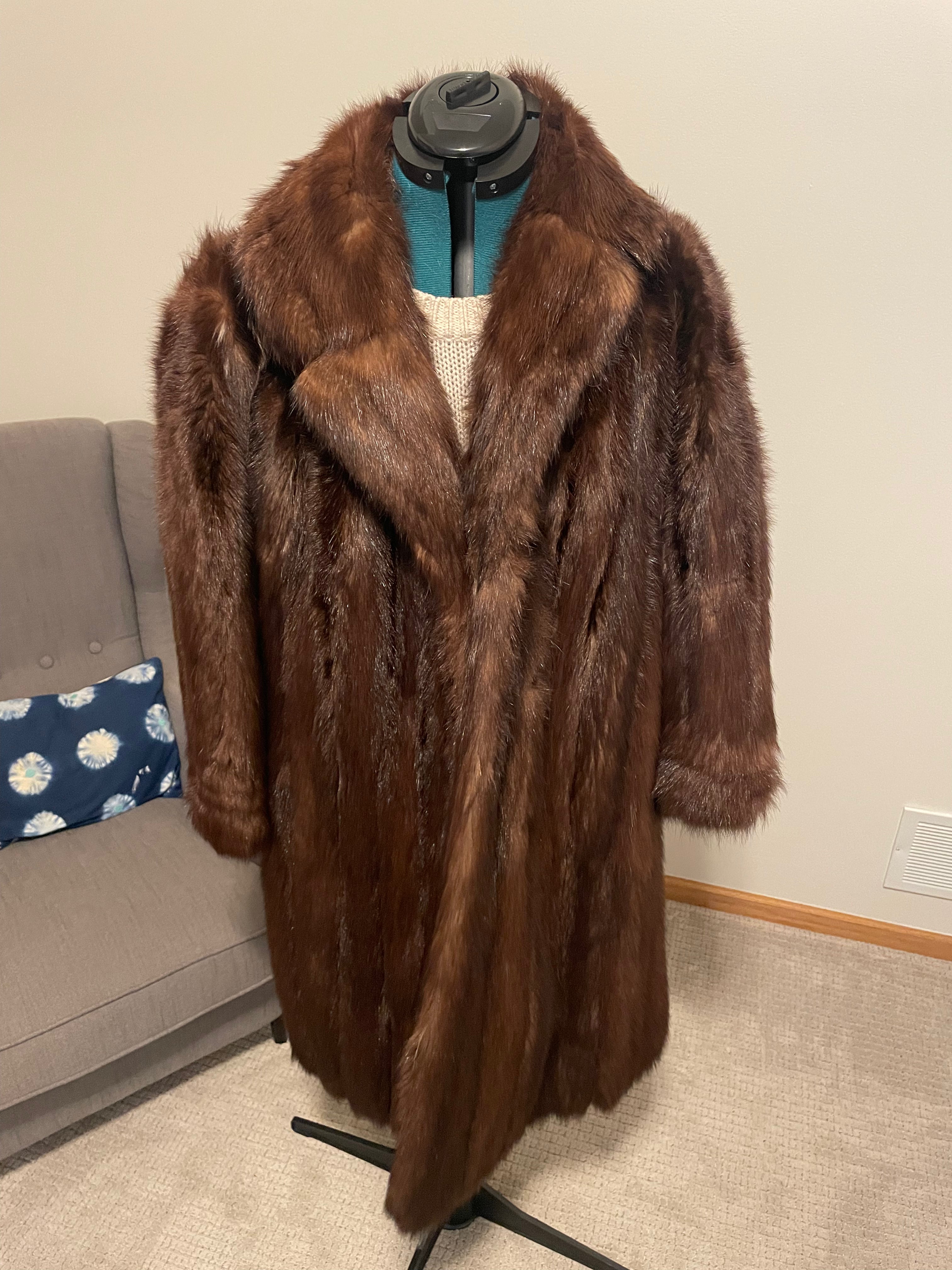 Vintage Genuine Dyed FITCH Fur Coat Jacket Stunning Size Small Unique