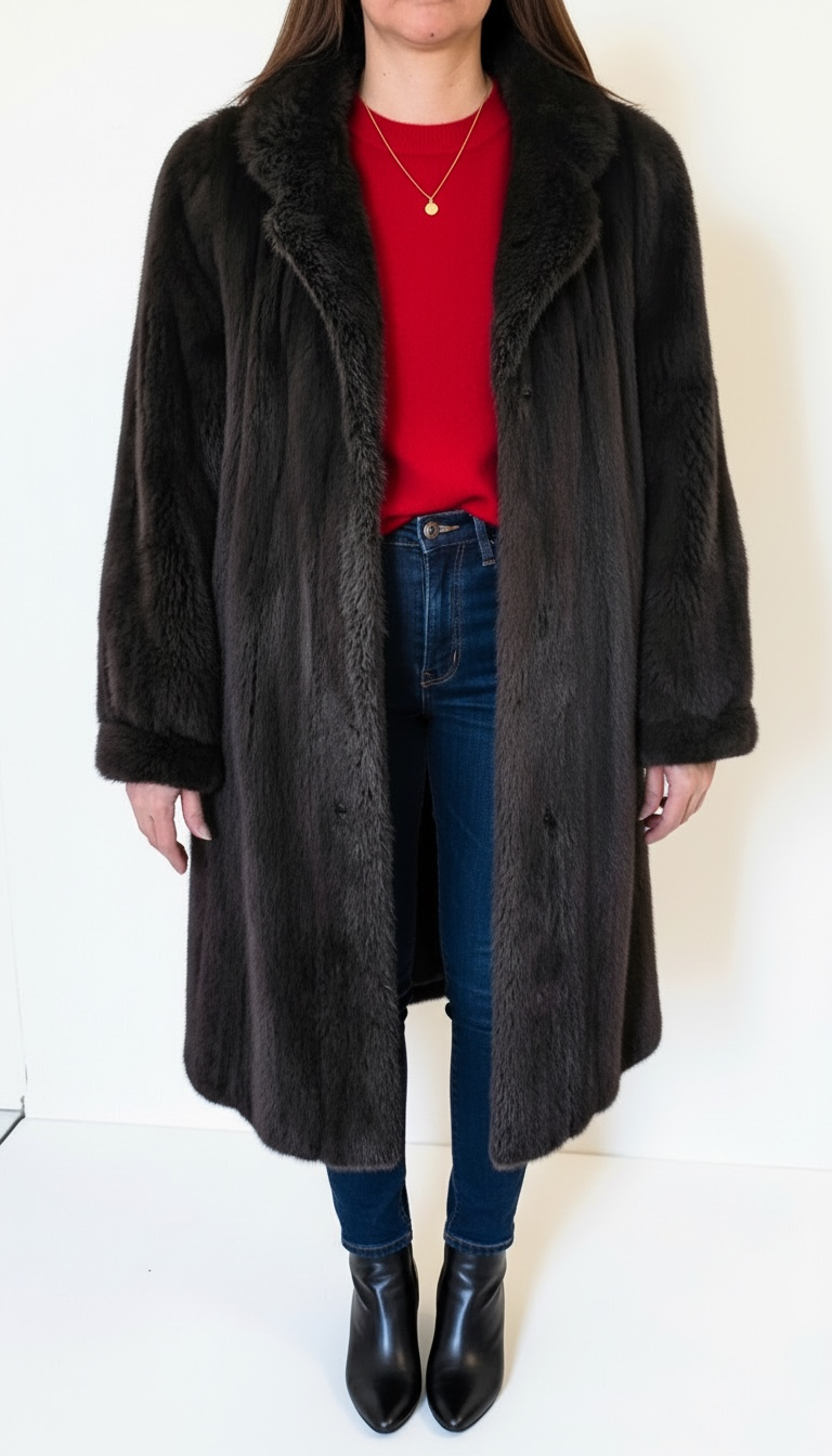 Vintage Mink Fur Coat – Deep Slate Gray Pretty Liner Size Medium