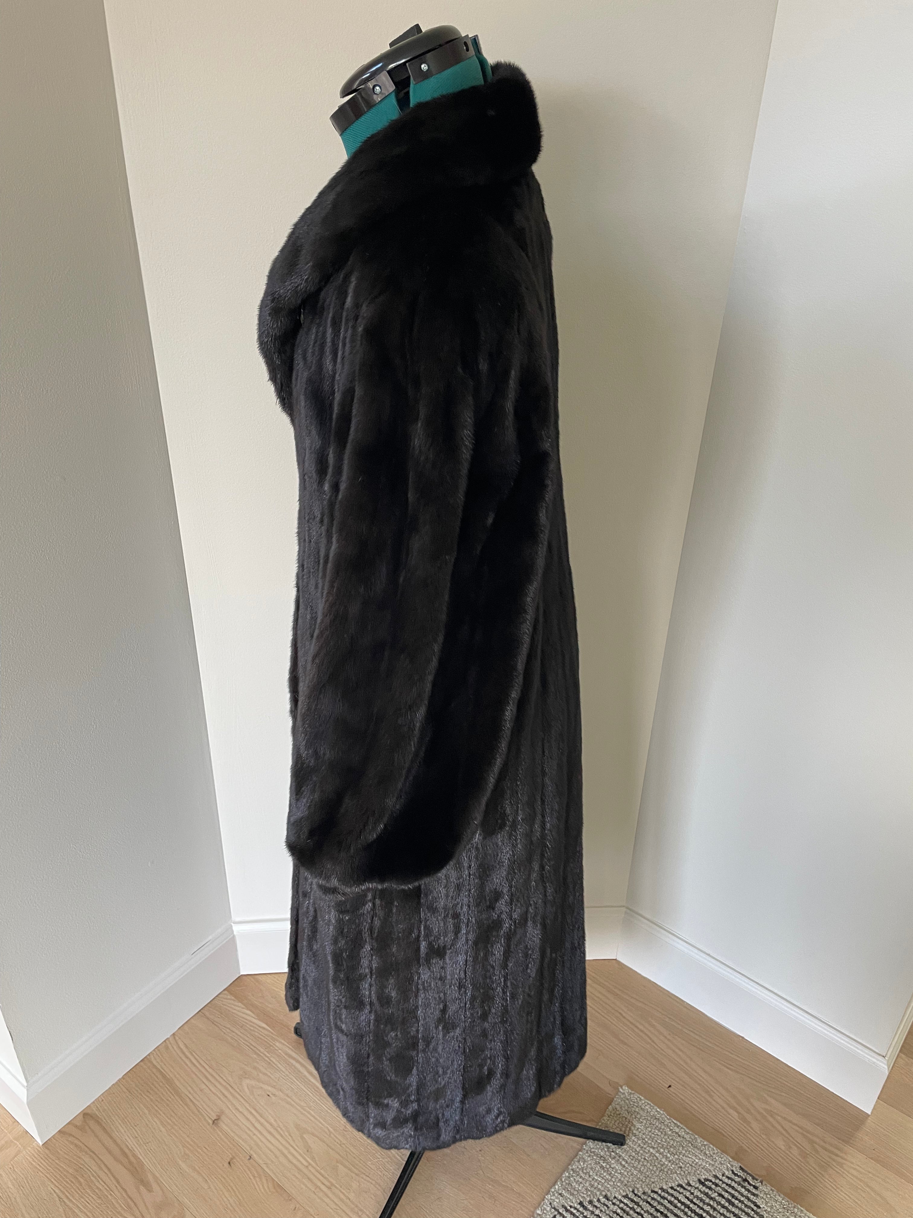 Vintage Dark Ranch Mink Coat – Full Length 49” Shawl Collar Mahogany Mink Fur Coat Women’s M Female Pelts
