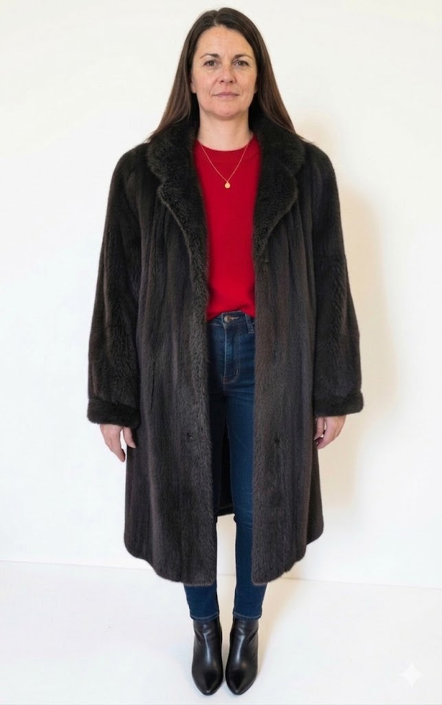 Vintage Mink Fur Coat – Deep Slate Gray Pretty Liner Size Medium